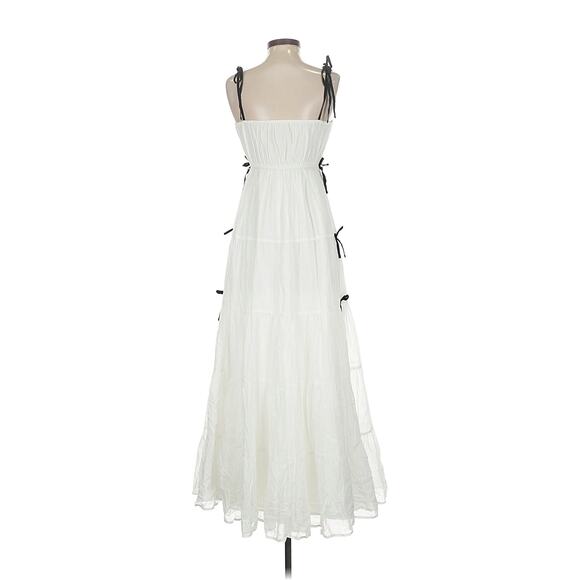 Show Me Your Mumu Harmony Maxi Dress White Voile with Black Bows XS - Picture 5 of 7
